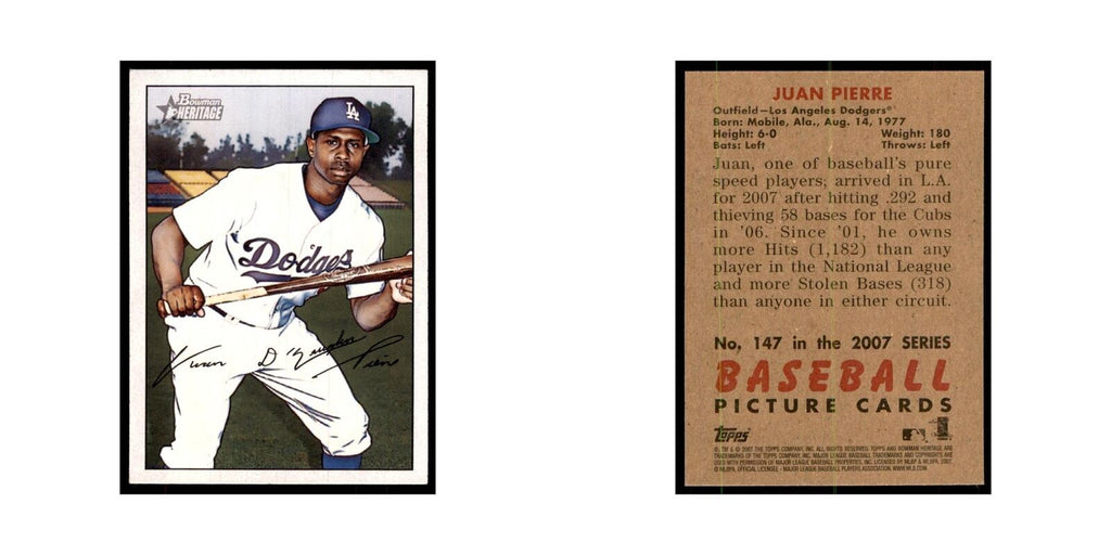 2007 Bowman Heritage Juan Pierre Baseball Cards #147