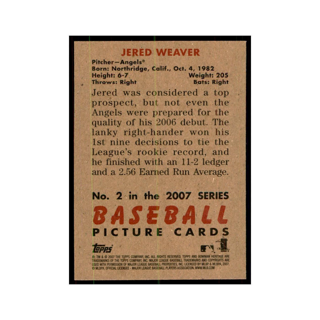 2007 Bowman Heritage Jered Weaver Baseball Cards #2