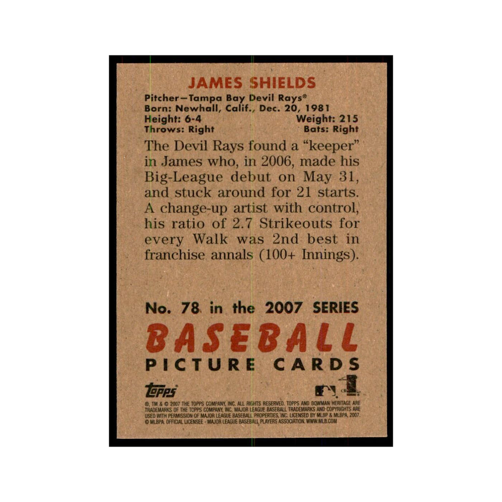 2007 Bowman Heritage James Shields Baseball Cards #78