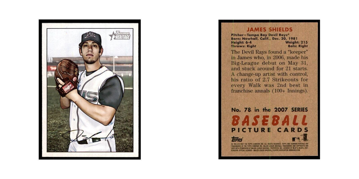 2007 Bowman Heritage James Shields Baseball Cards #78