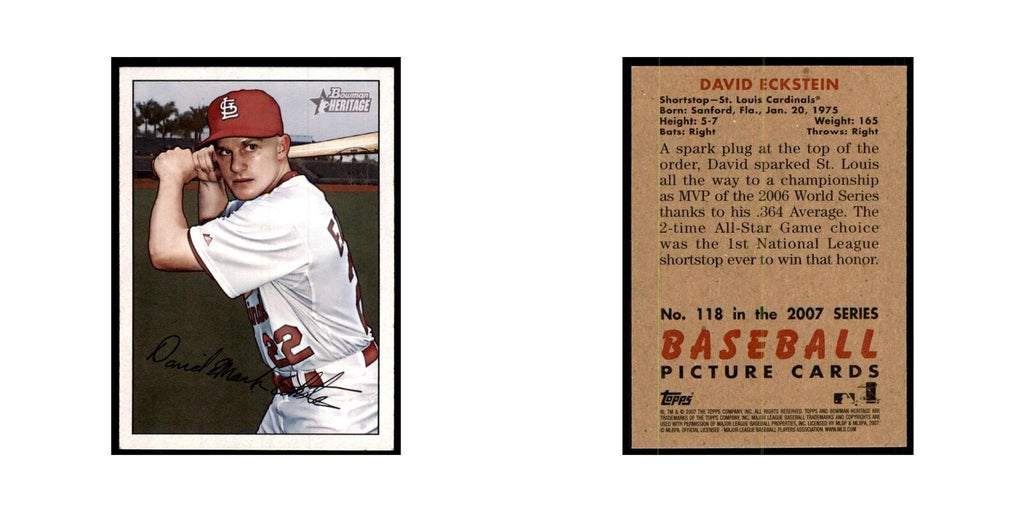 2007 Bowman Heritage David Eckstein Baseball Cards #118