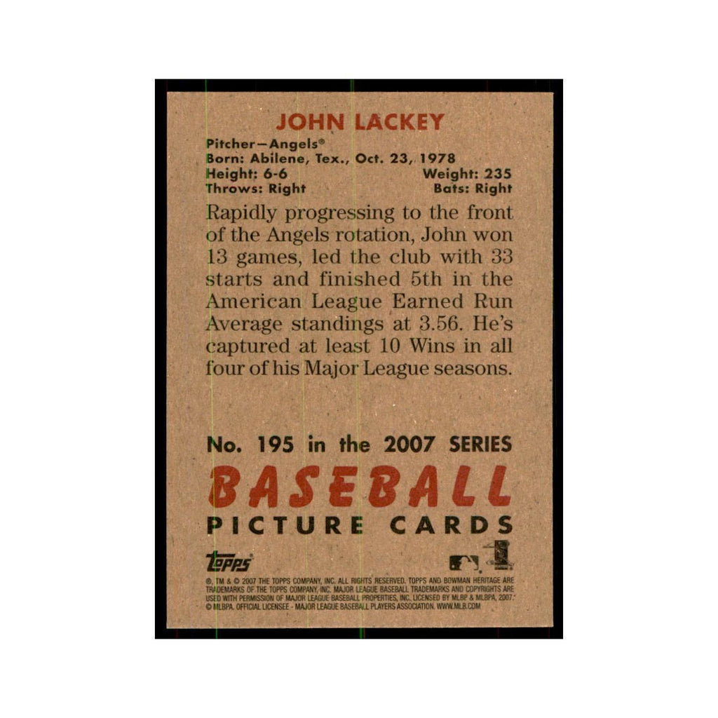 2007 Bowman Heritage John Lackey Baseball Cards #195