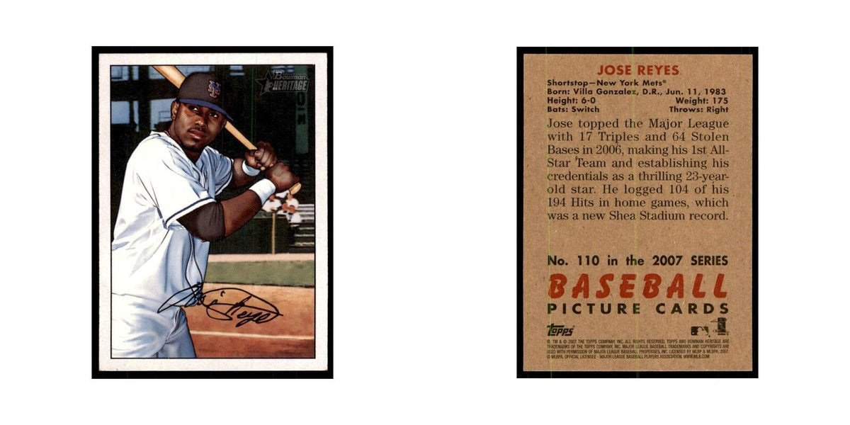 2007 Bowman Heritage Jose Reyes Baseball Cards #110
