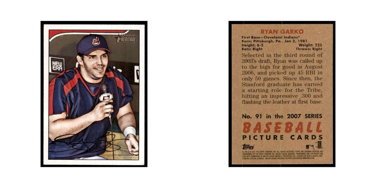 2007 Bowman Heritage Ryan Garko Baseball Cards #91