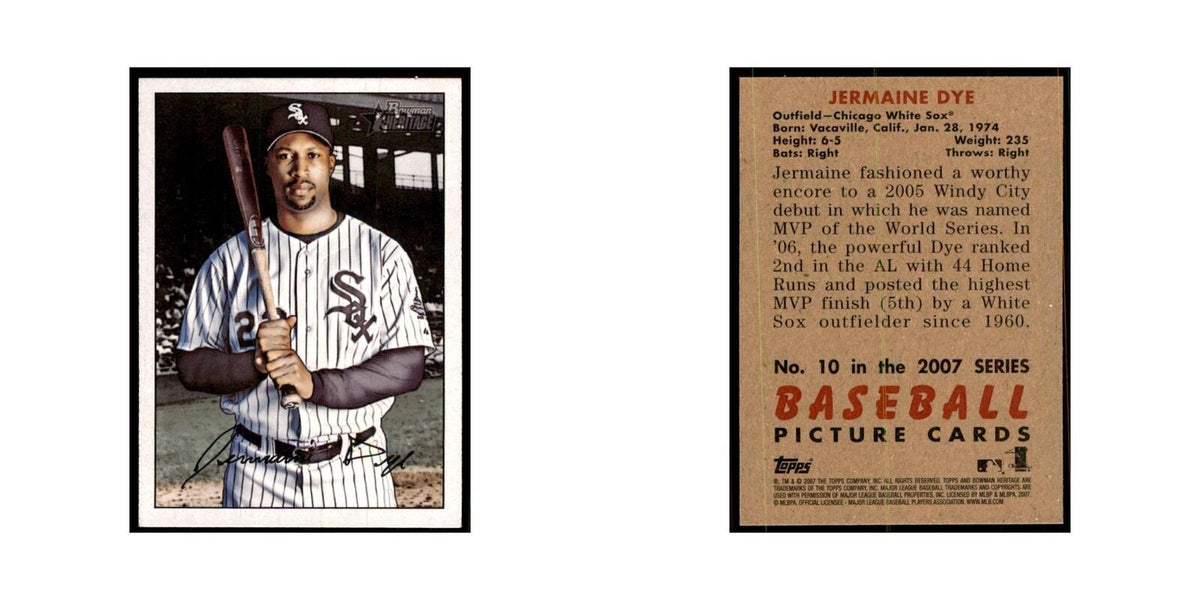 2007 Bowman Heritage Jermaine Dye Baseball Cards #10