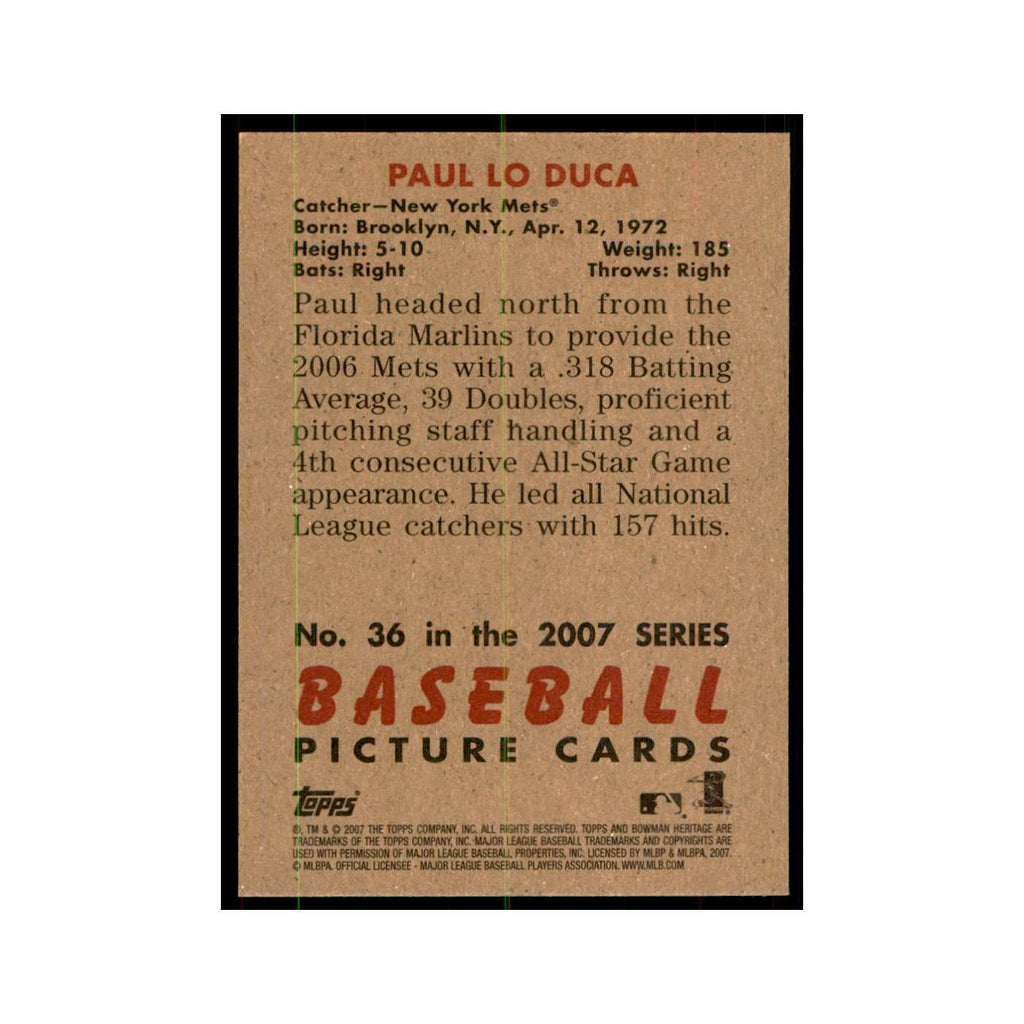 2007 Bowman Heritage Paul Lo Duca Baseball Cards #36
