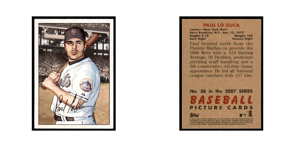 2007 Bowman Heritage Paul Lo Duca Baseball Cards #36