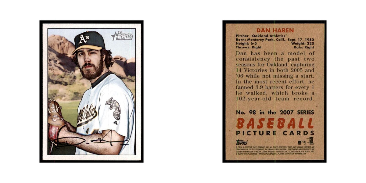 2007 Bowman Heritage Dan Haren Baseball Cards #98