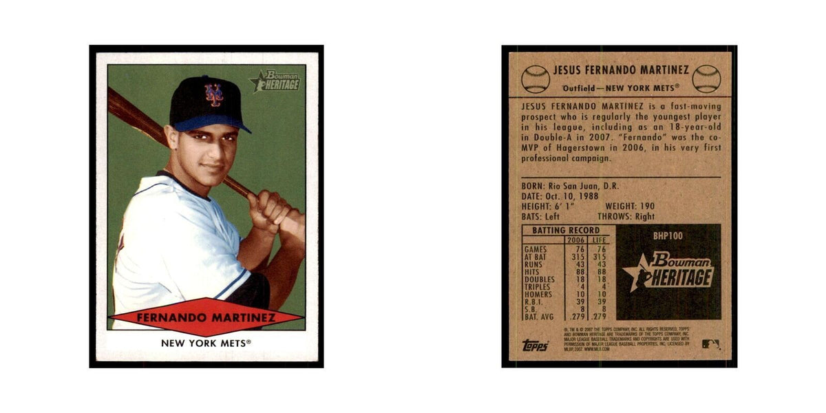 2007 Bowman Heritage Fernando Martinez Baseball Cards #BHP100