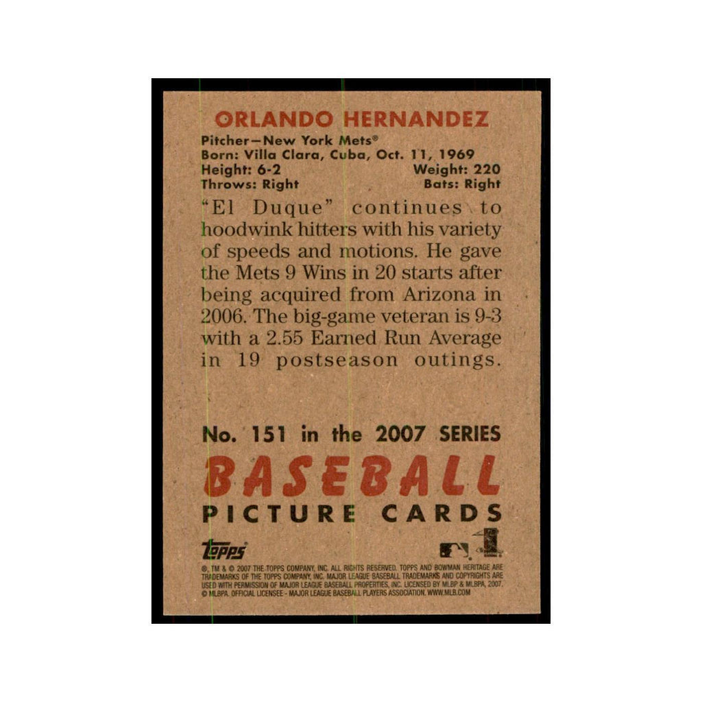 2007 Bowman Heritage Orlando Hernandez Baseball Cards #151