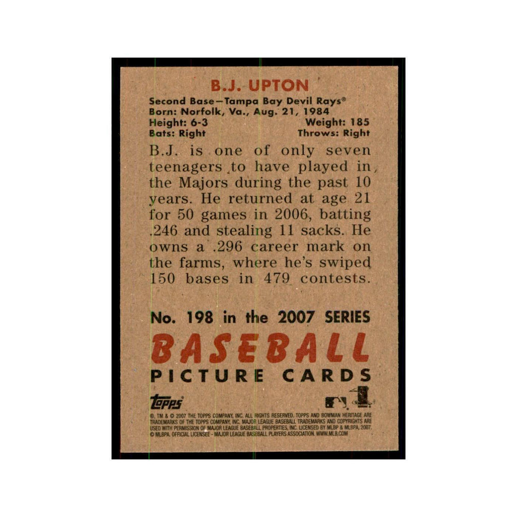 2007 Bowman Heritage B.J. Upton Baseball Cards #198