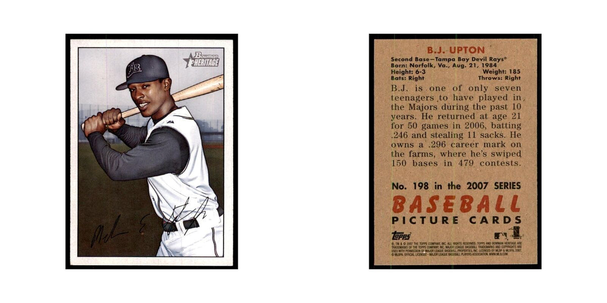 2007 Bowman Heritage B.J. Upton Baseball Cards #198