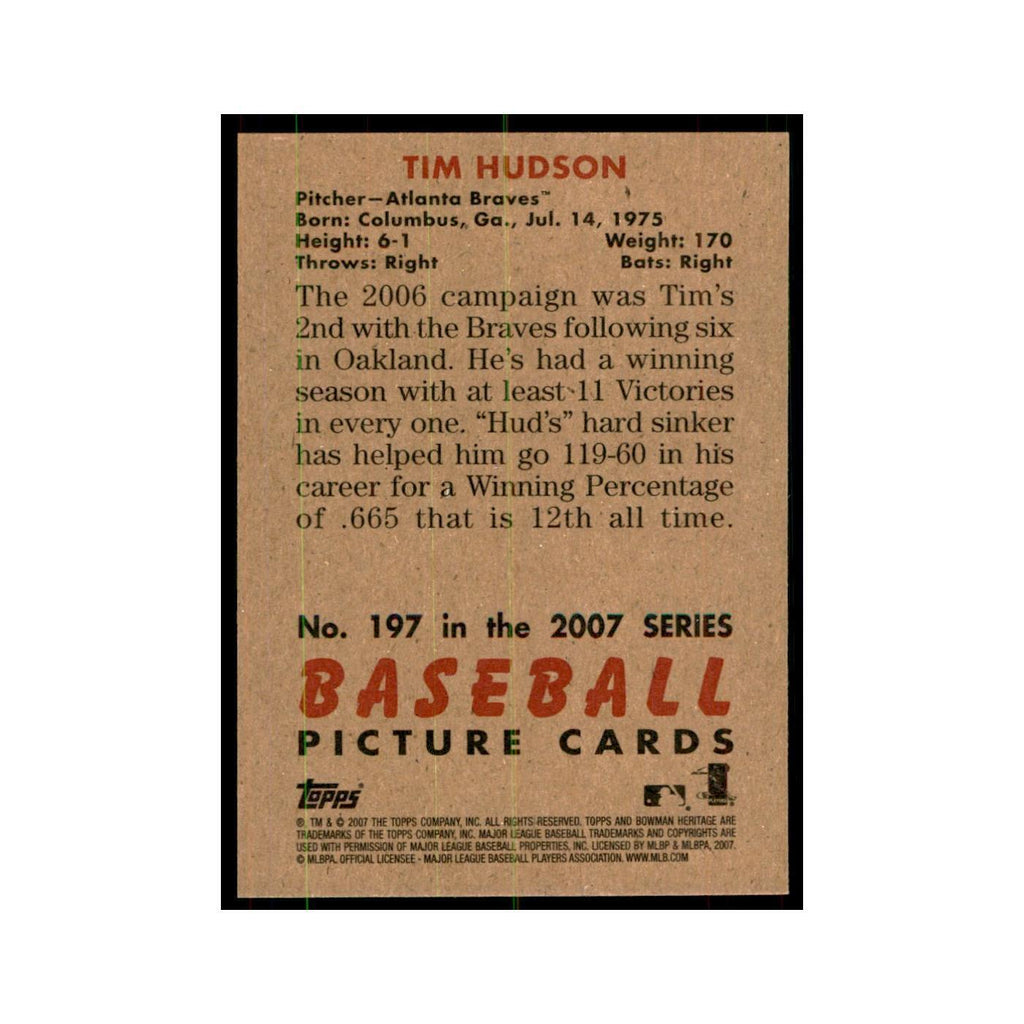 2007 Bowman Heritage Tim Hudson Baseball Cards #197