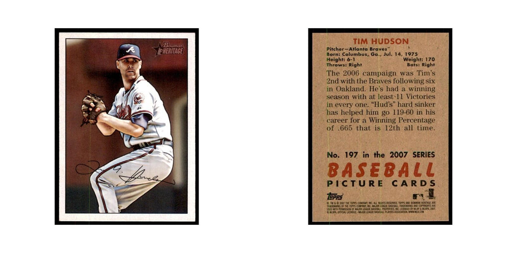 2007 Bowman Heritage Tim Hudson Baseball Cards #197