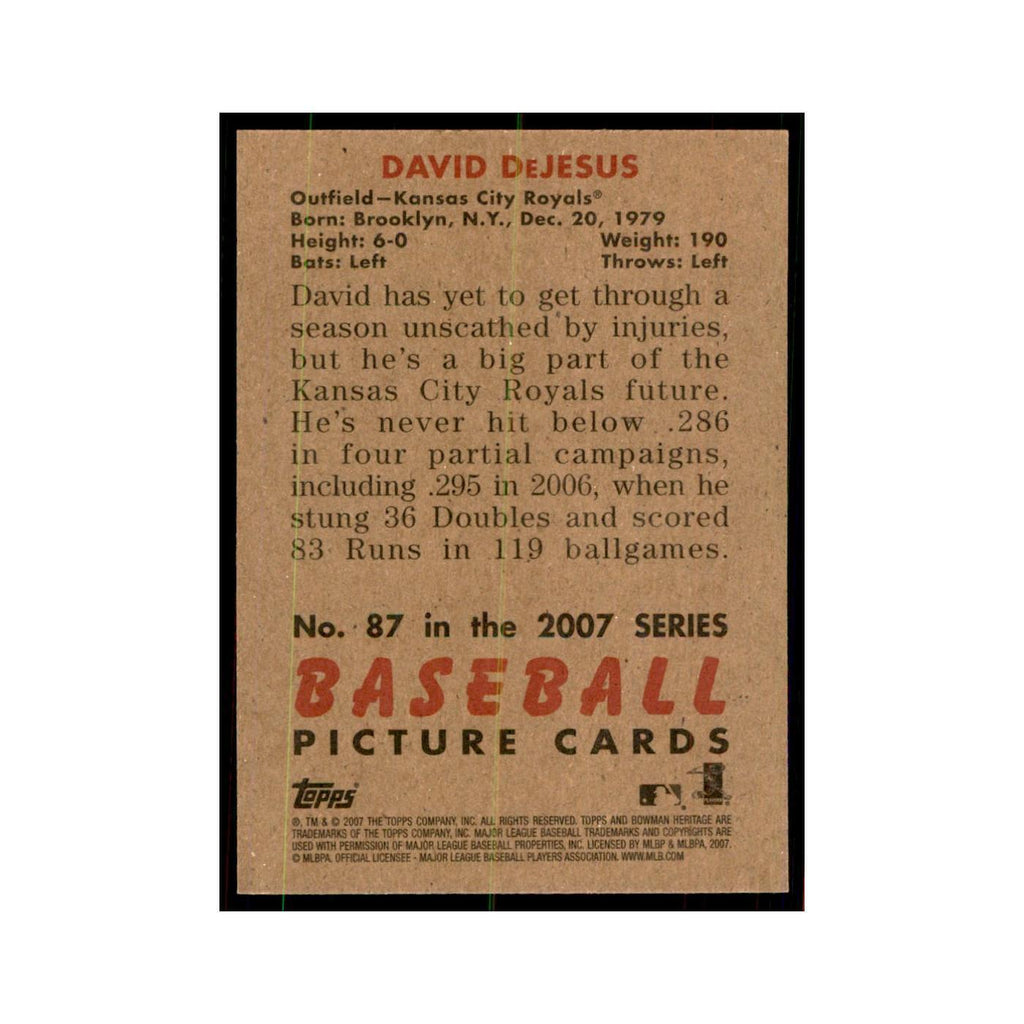 2007 Bowman Heritage David DeJesus Baseball Cards #87