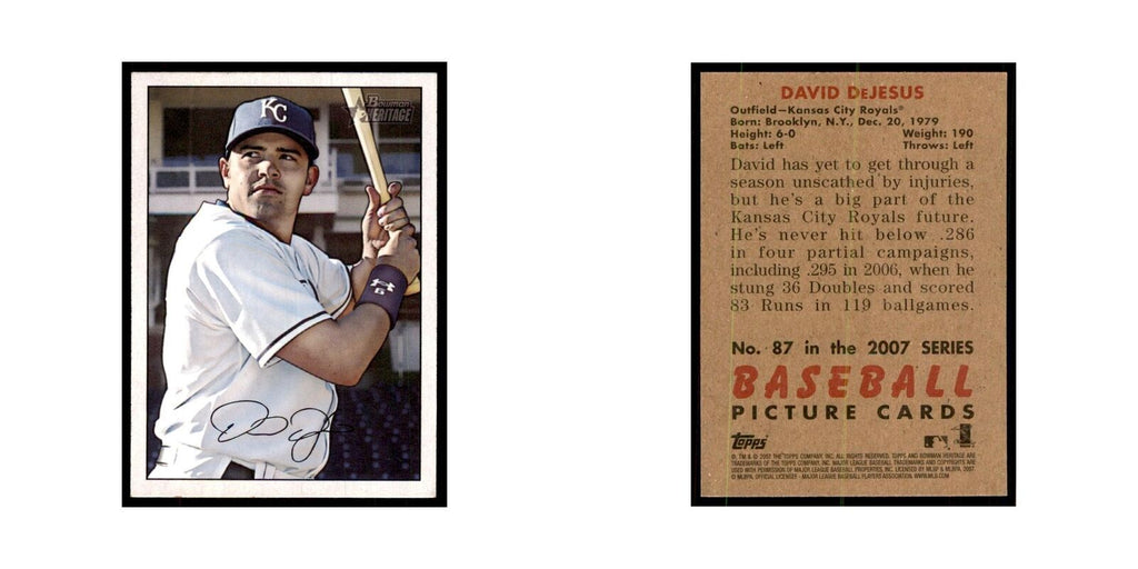 2007 Bowman Heritage David DeJesus Baseball Cards #87