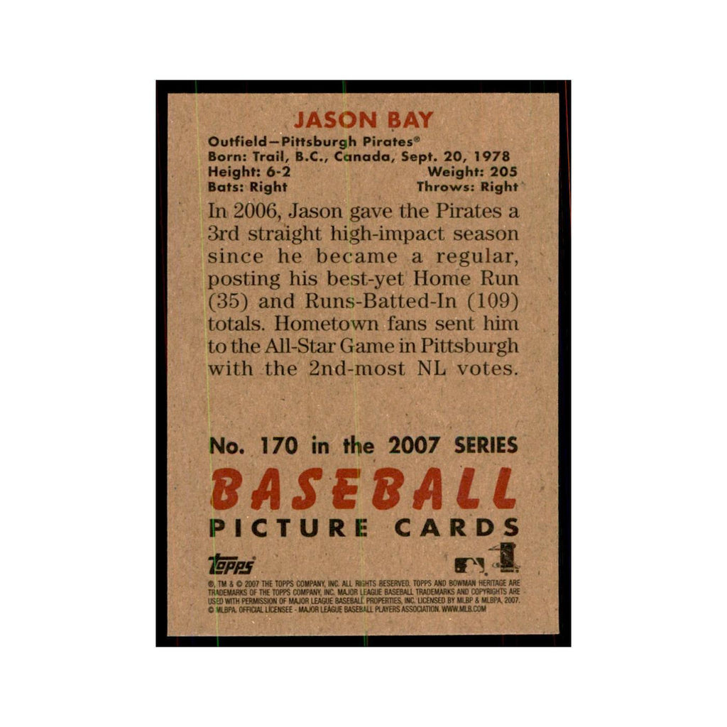 2007 Bowman Heritage Jason Bay Baseball Cards #170