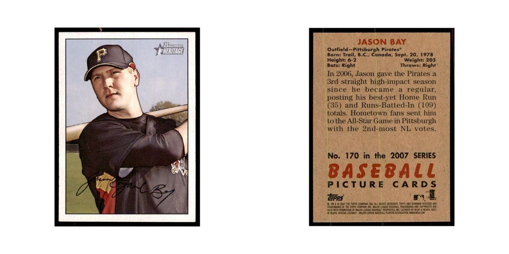 2007 Bowman Heritage Jason Bay Baseball Cards #170