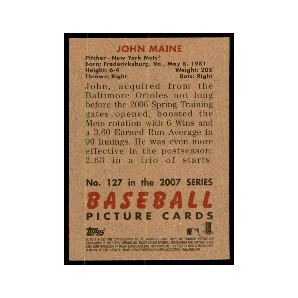 2007 Bowman Heritage John Maine Baseball Cards #127
