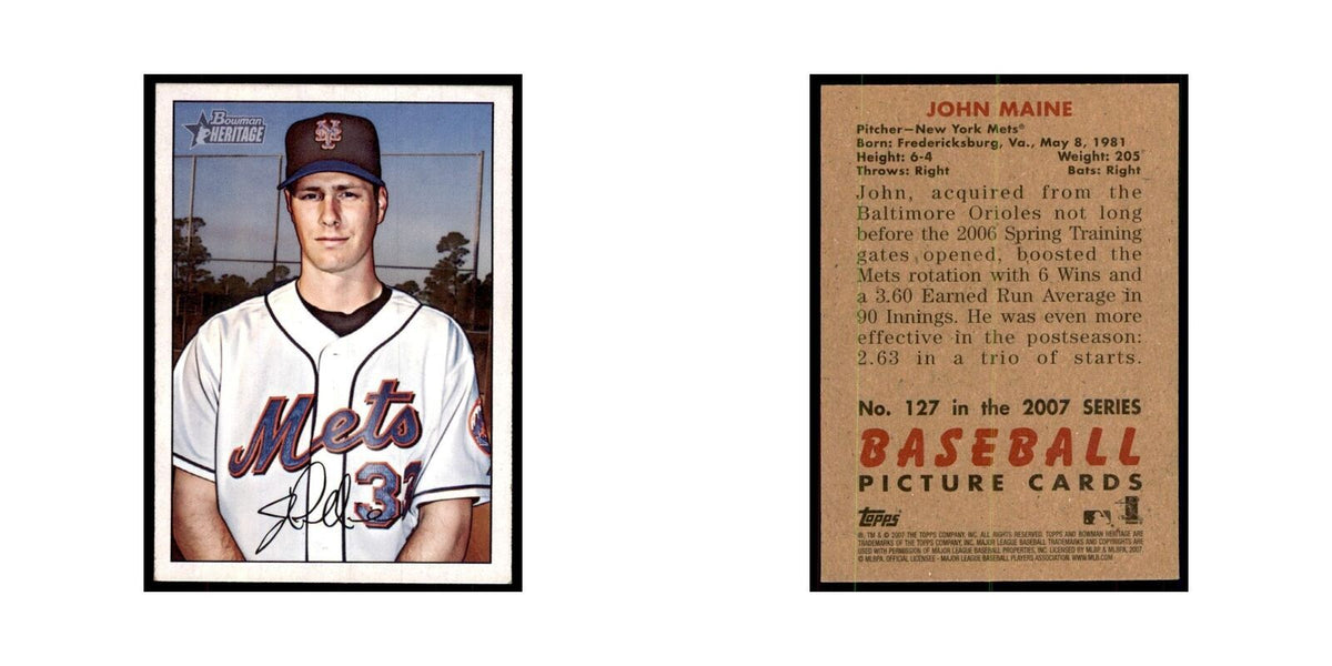 2007 Bowman Heritage John Maine Baseball Cards #127