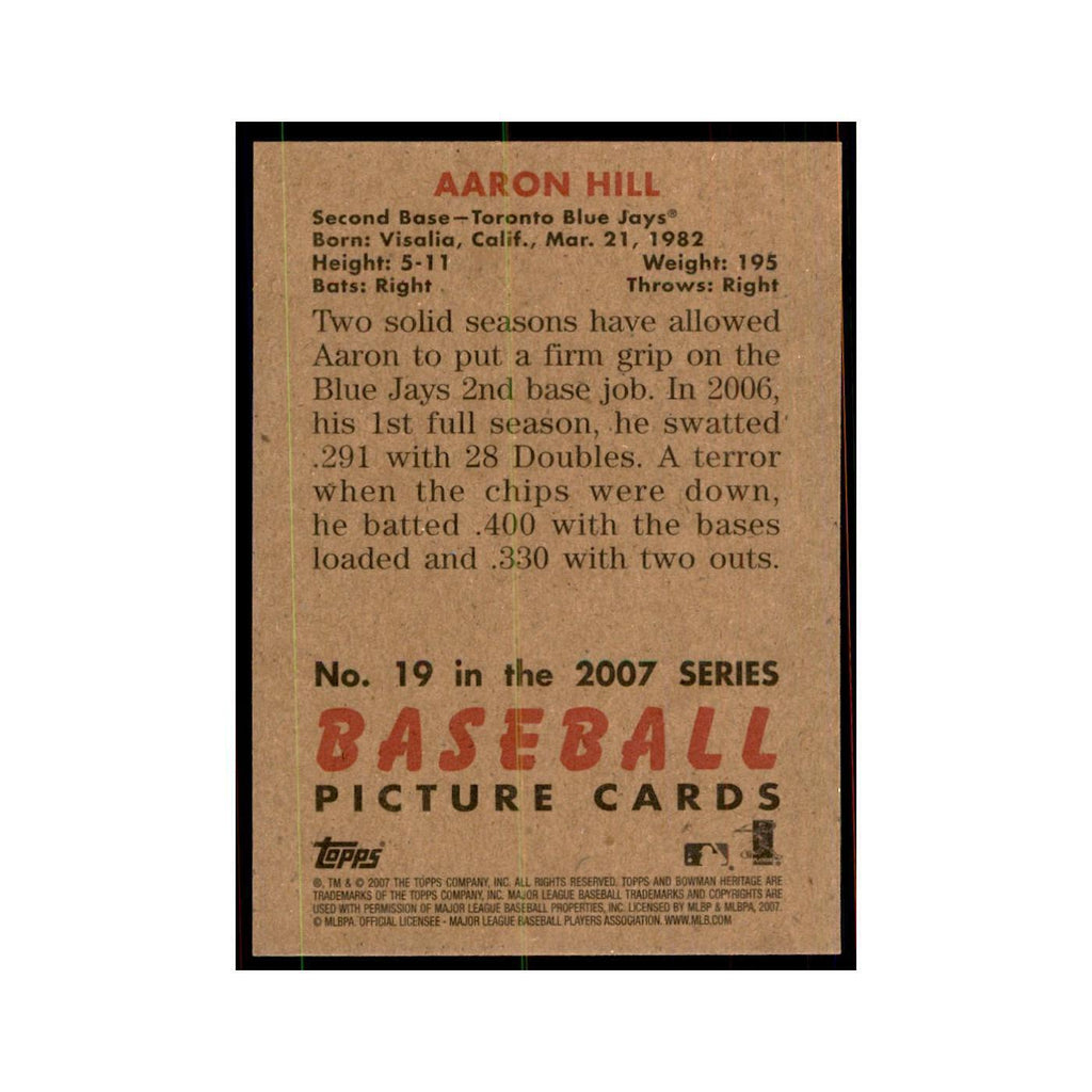 2007 Bowman Heritage Aaron Hill Baseball Cards #19