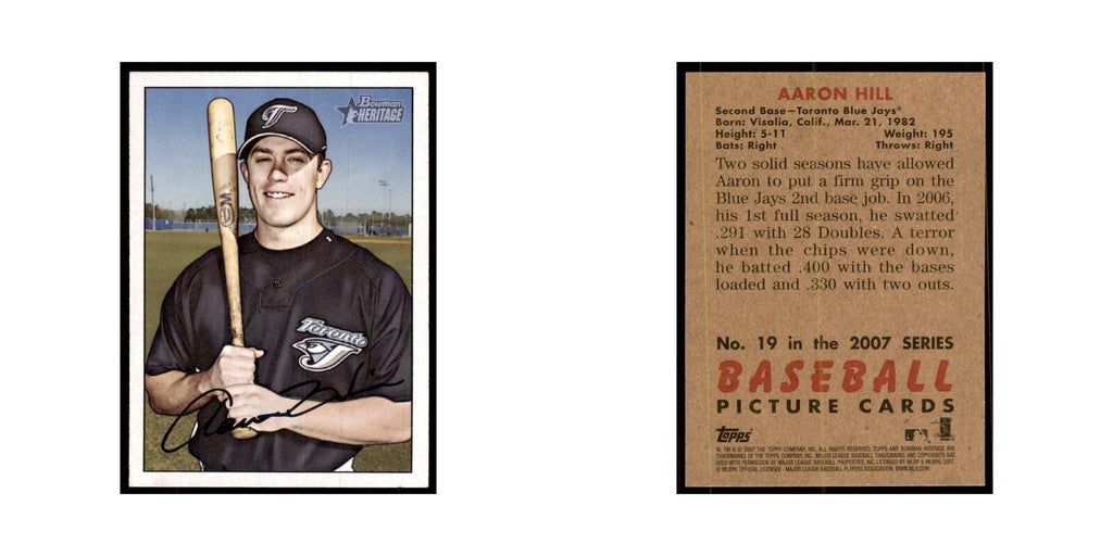 2007 Bowman Heritage Aaron Hill Baseball Cards #19