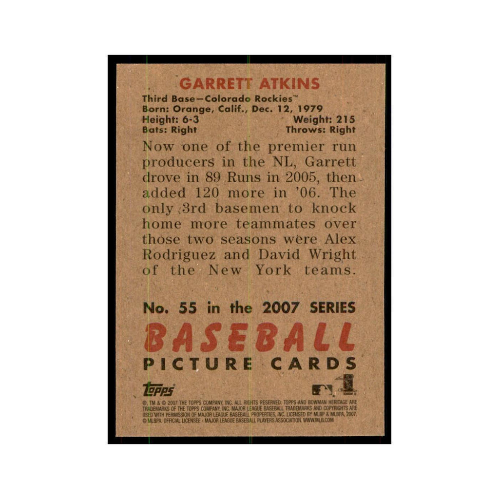 2007 Bowman Heritage Garrett Atkins Baseball Cards #55