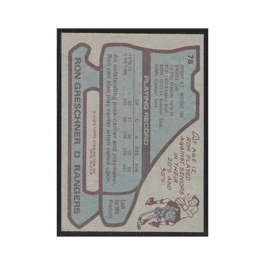 1979 Topps Ron Greschner New York Rangers #78