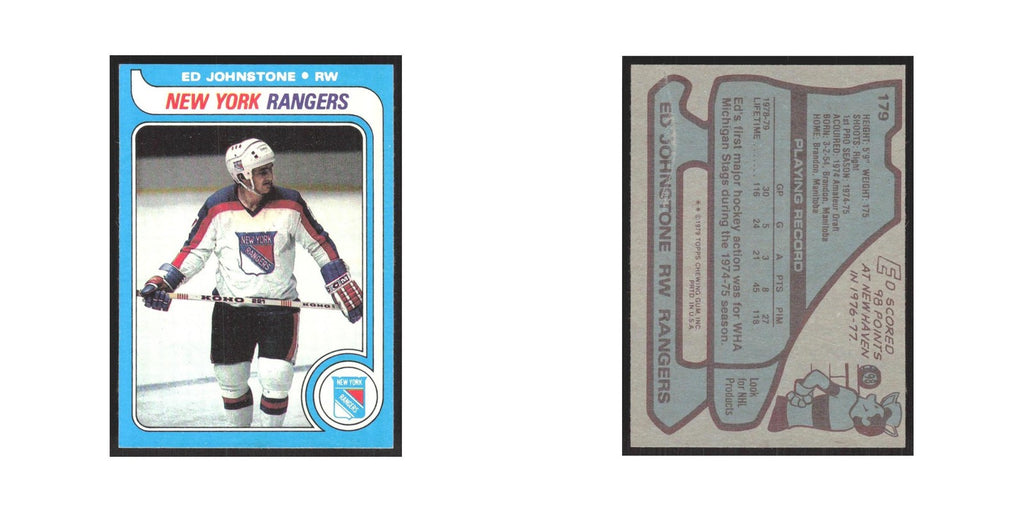 1979 Topps Ed Johnstone RC New York Rangers #179