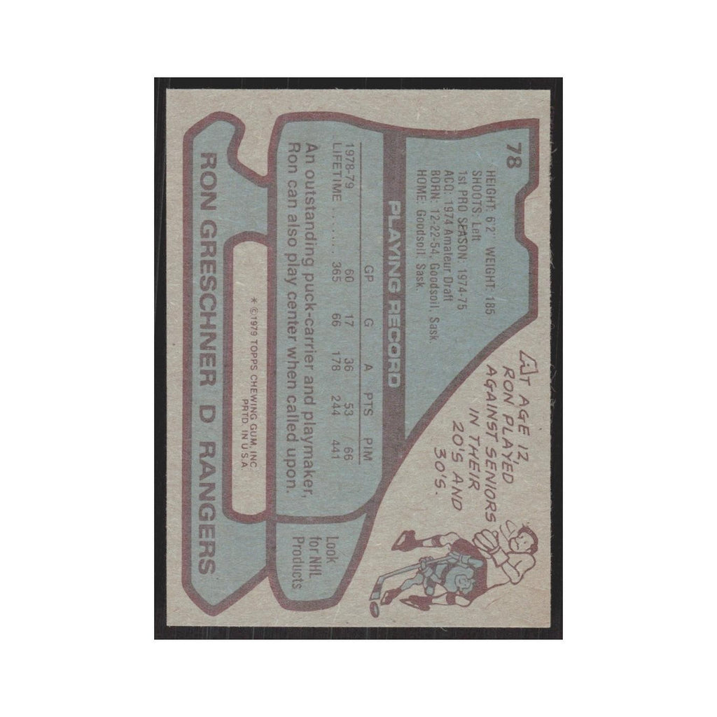 1979 Topps Ron Greschner New York Rangers #78