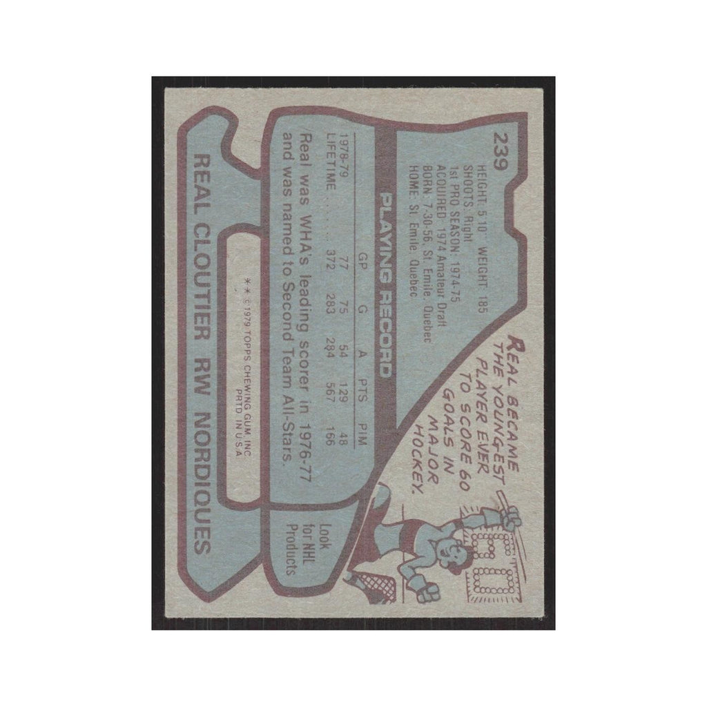 1979 Topps Real Cloutier Quebec Nordiques #239