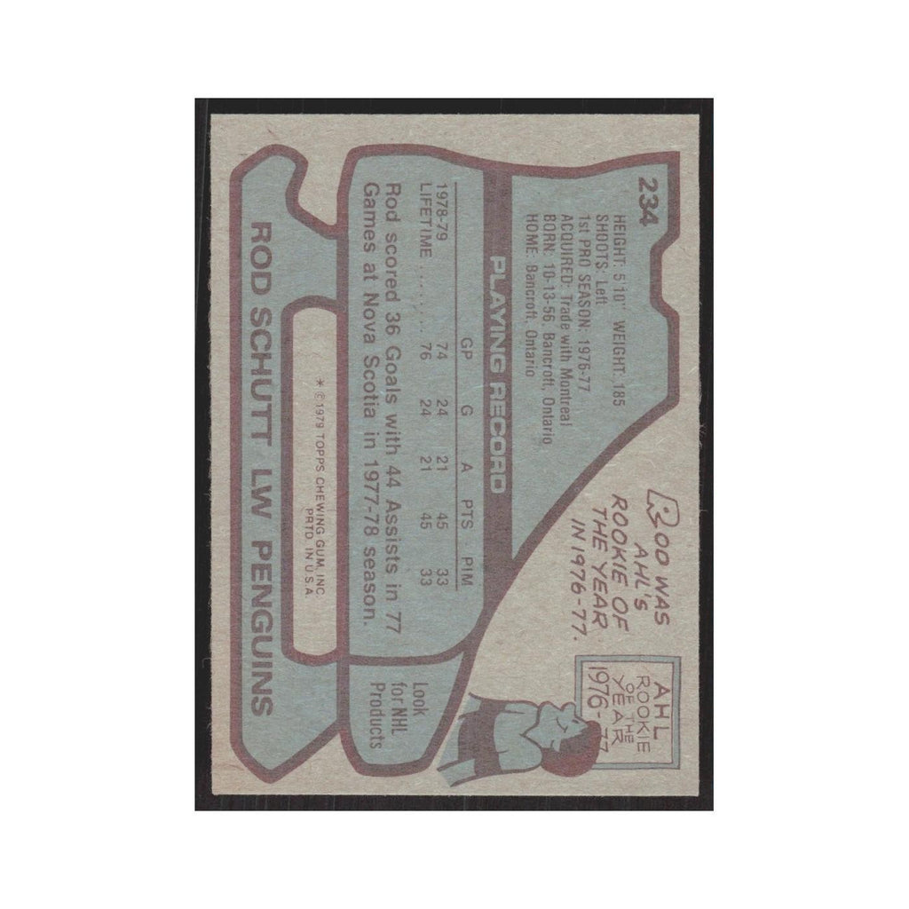 1979 Topps Rod Schutt RC Pittsburgh Penguins #234