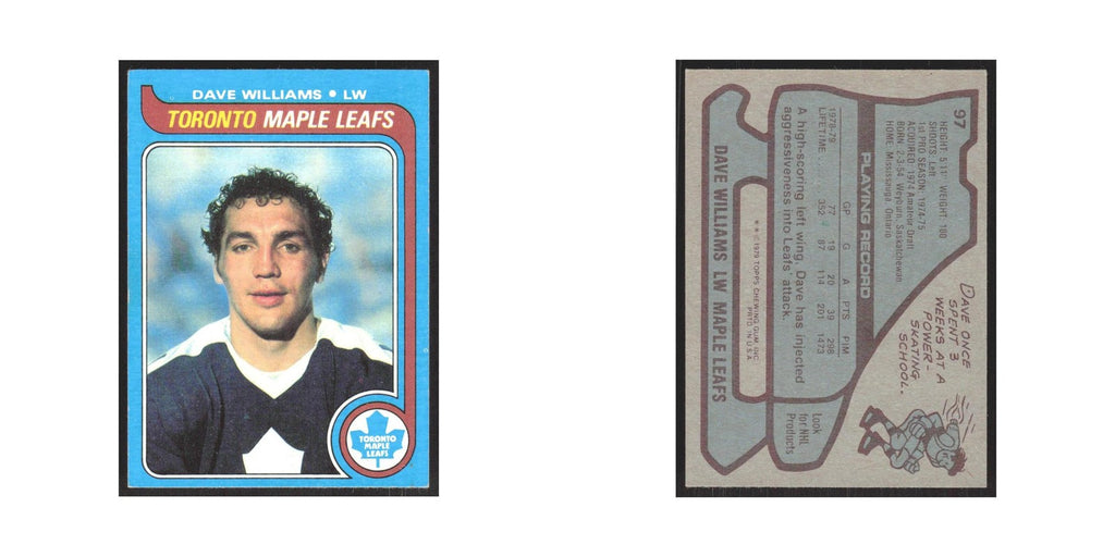 1979 Topps Dave Williams Toronto Maple Leafs #97