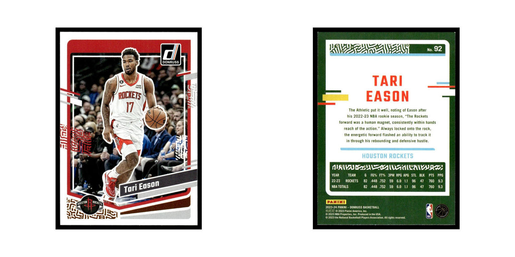 Tari Eason 2023 Donruss #92 Houston Rockets Basketball Card NM