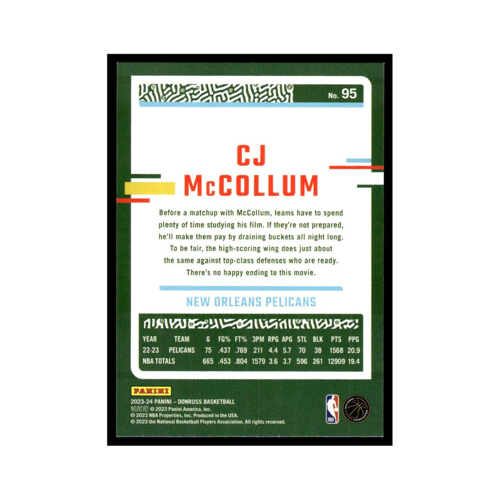 CJ McCollum 2023 Donruss #95 New Orleans Pelicans Basketball Card NM