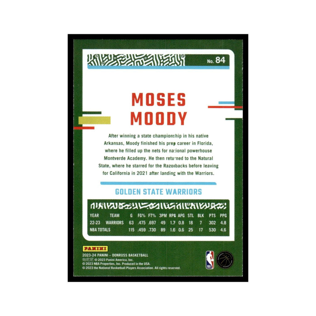 Moses Moody 2023 Donruss #84 Golden State Warriors Basketball Card NM