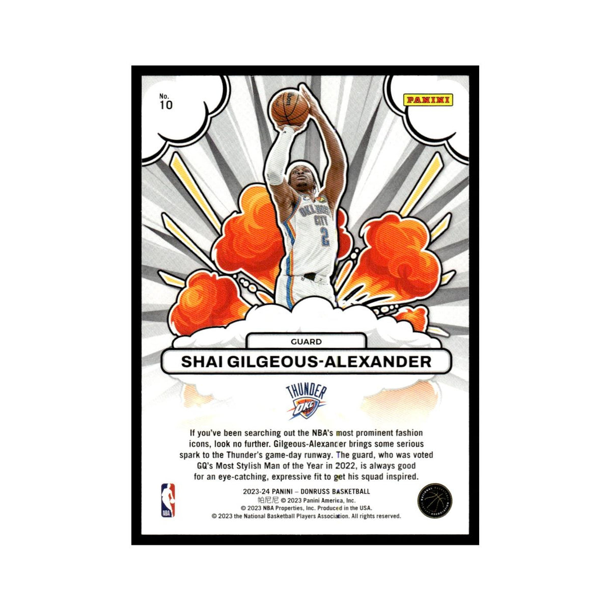Shai Gilgeous-Alexander 2023 Donruss #10 Oklahoma City Thunder NM