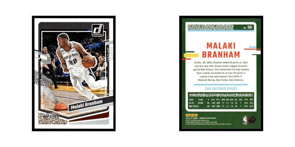 Malaki Branham 2023 Donruss #96 San Antonio Spurs Basketball Card NM