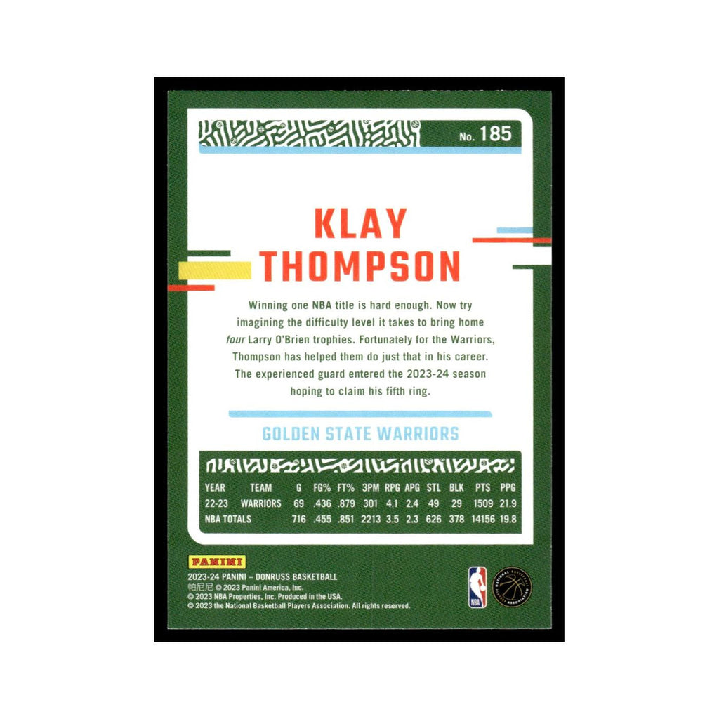 Klay Thompson 2023 Donruss #185 Golden State Warriors Basketball Card NM