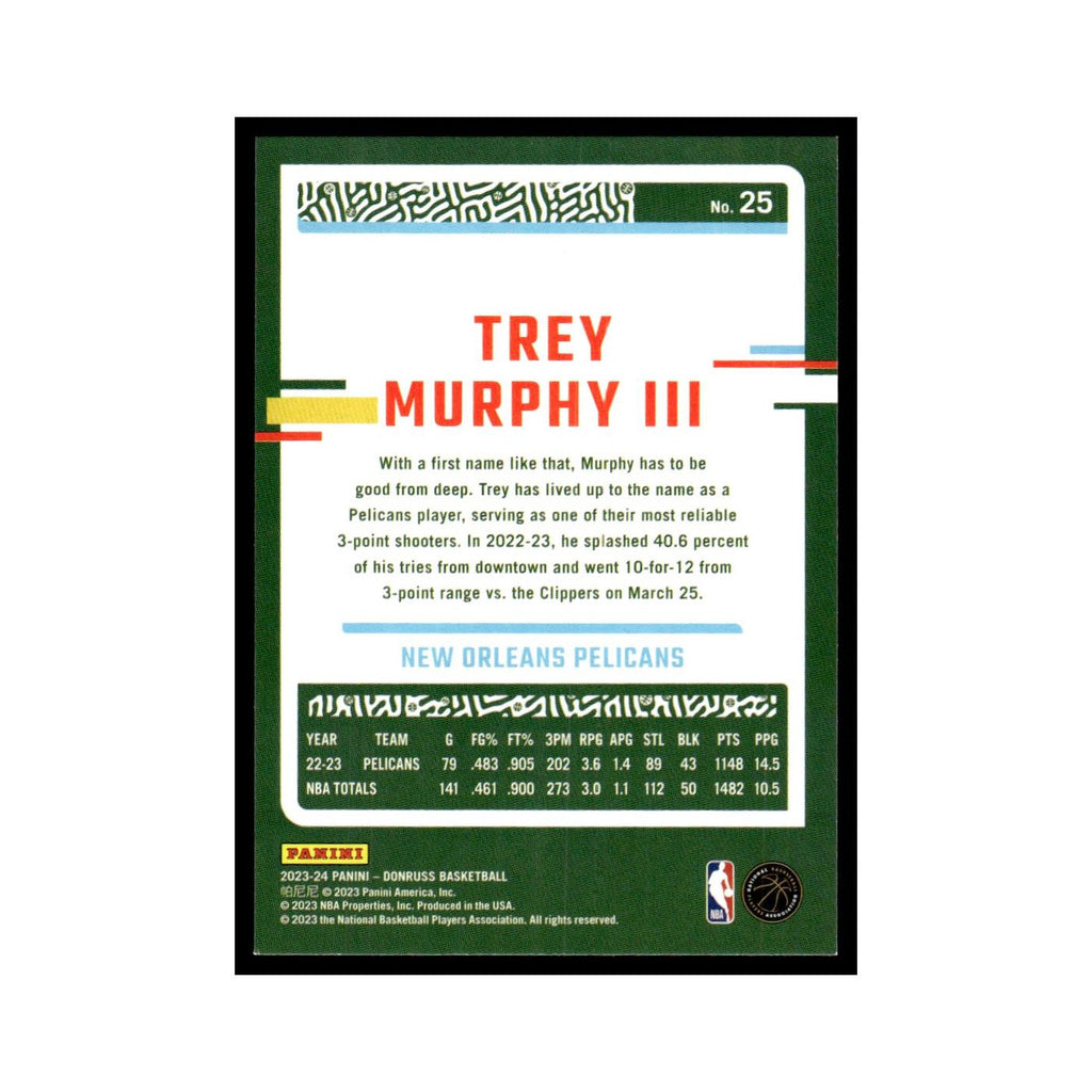 Trey Murphy III 2023 Donruss #25 New Orleans Pelicans Basketball Card NM