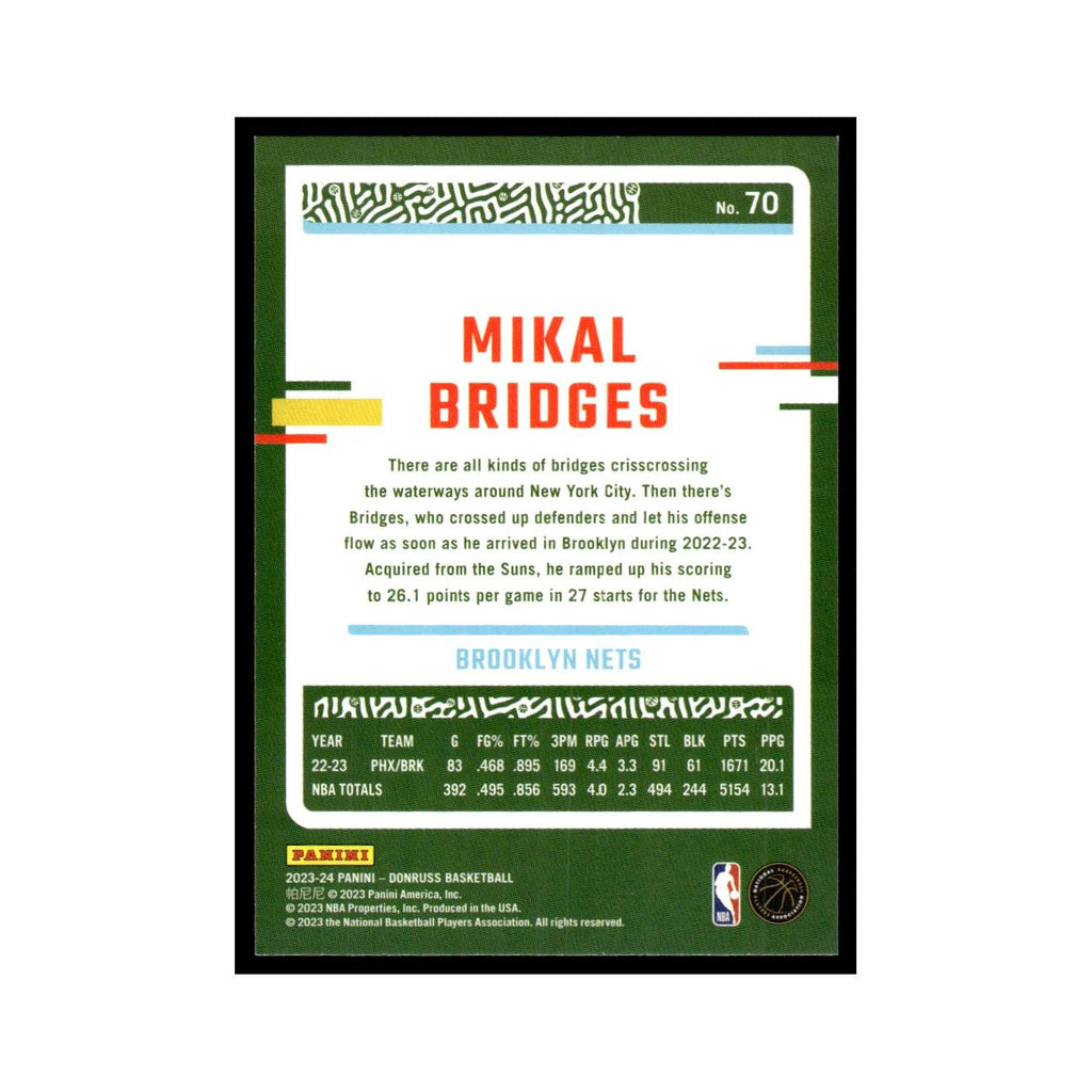 Mikal Bridges 2023 Donruss #70 Brooklyn Nets Basketball Card NM