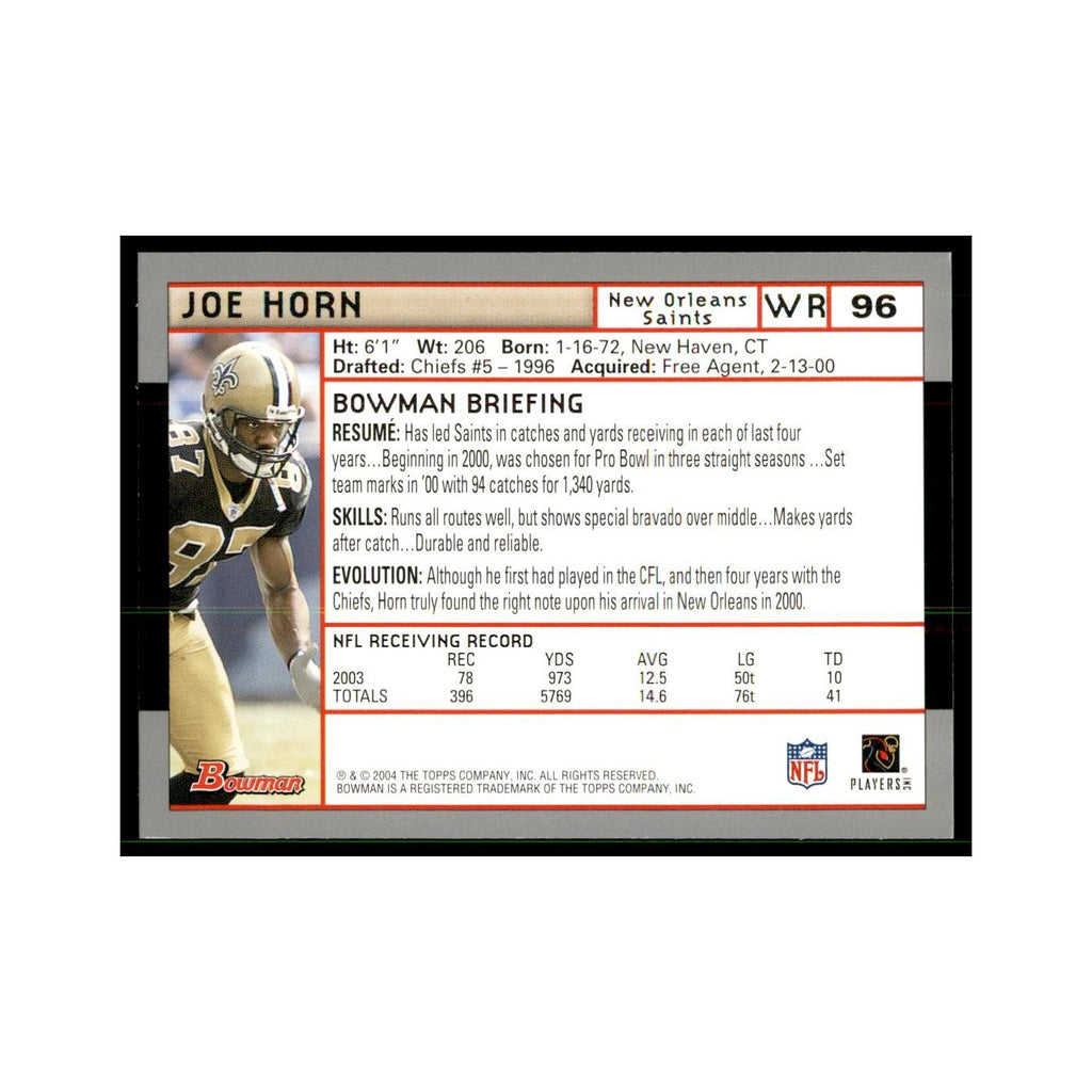 2004 Bowman Joe Horn Football Cards #96