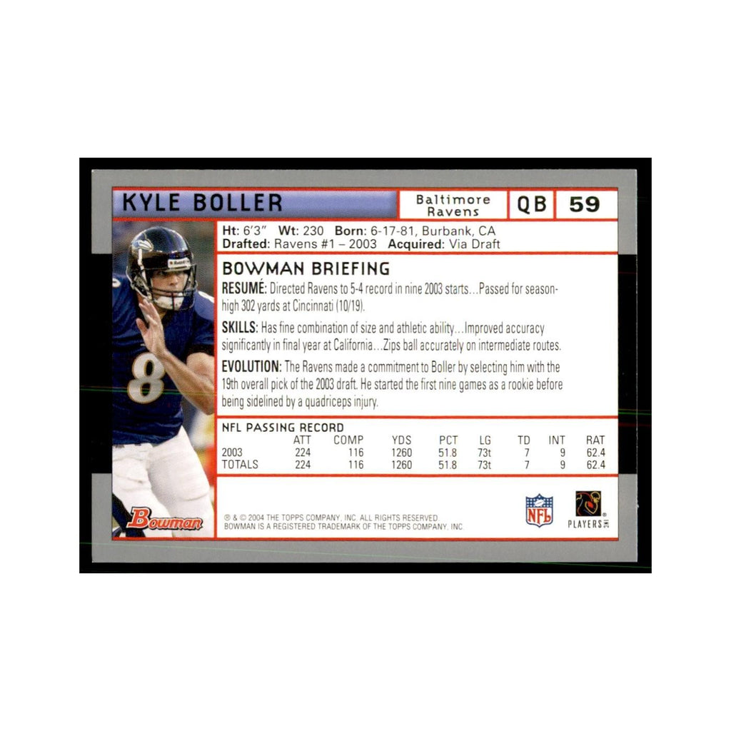 2004 Bowman Kyle Boller Football Cards #59