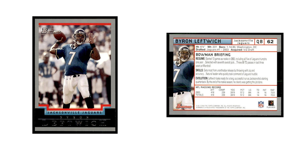 2004 Bowman Byron Leftwich Football Cards #62
