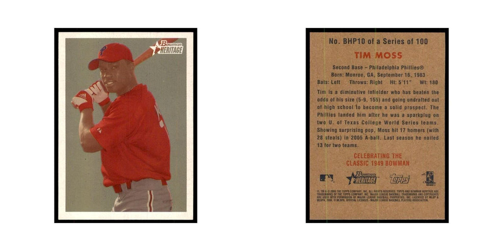 2006 Bowman Heritage Tim Moss Baseball Cards #BHP10