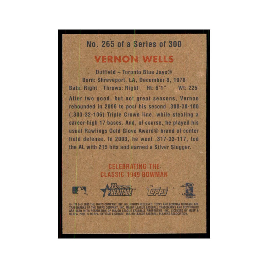 2006 Bowman Heritage Vernon Wells Baseball Cards #265
