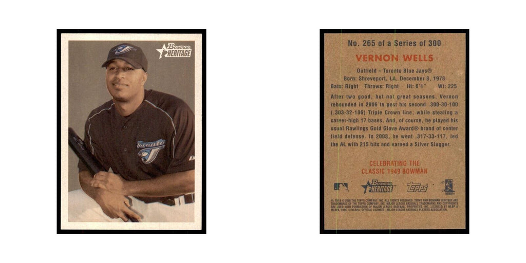 2006 Bowman Heritage Vernon Wells Baseball Cards #265