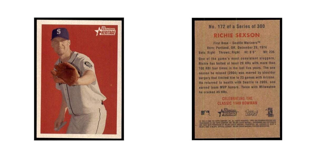 2006 Bowman Heritage Richie Sexson Baseball Cards #172