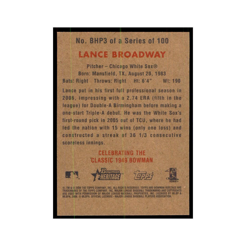 2006 Bowman Heritage Lance Broadway Baseball Cards #BHP3