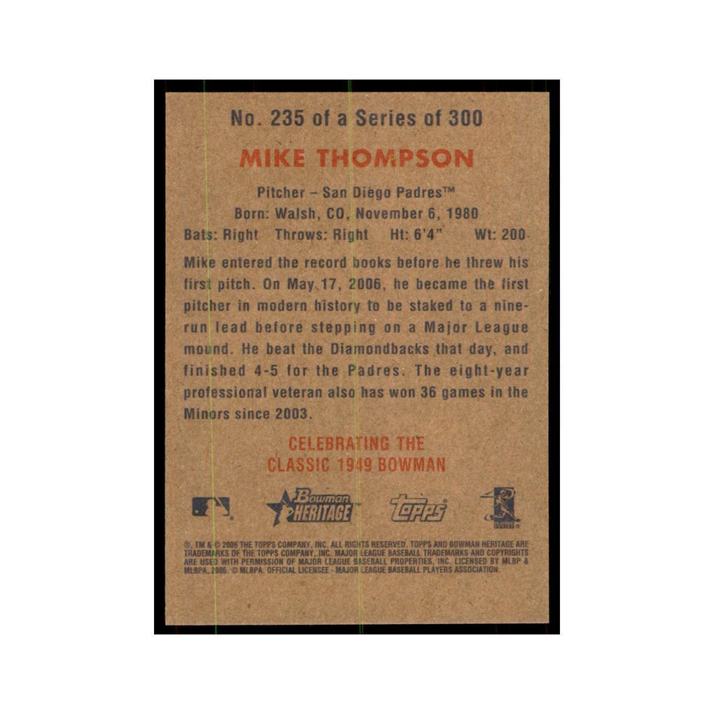 2006 Bowman Heritage Mike Thompson Baseball Cards #235